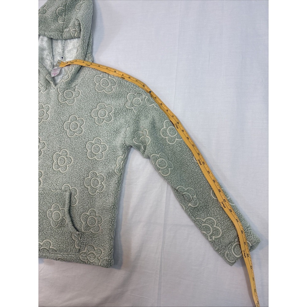 NO BOUNDARIES Pullover Hoodie Women/Jr Sz S 3-5 Green Flower Fleece Cinch-Waist - Picture 15 of 16